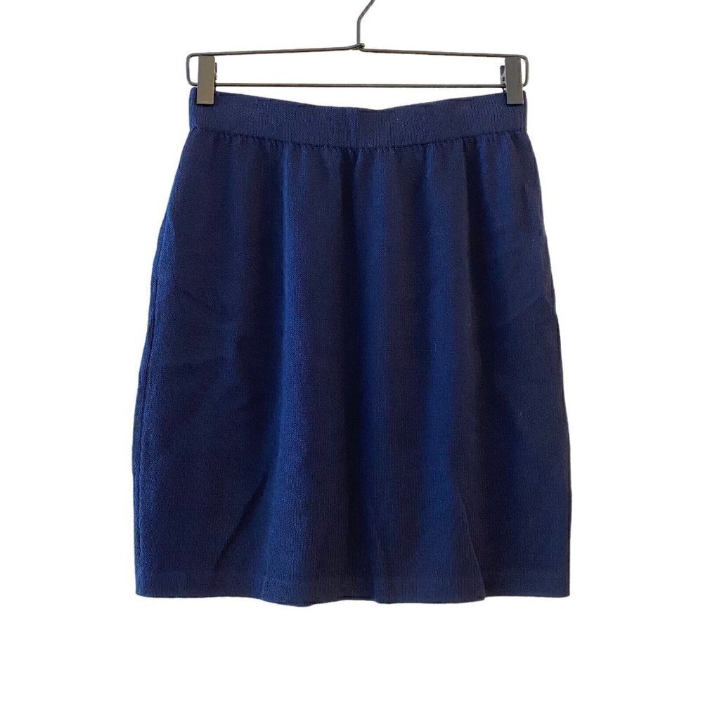 St. John Basics Women's Santana Knit Navy Blue Pencil Skirt Knee Length Size 8